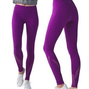 Lululemon Free To Flow Leggings Size 4 Purple Cross Over Waist Full Length